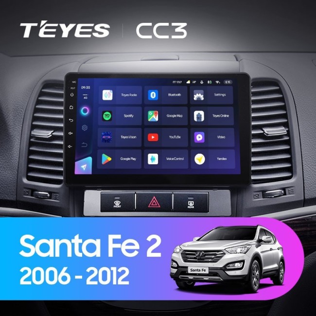 Штатная магнитола Teyes CC3 6/128 Hyundai Santa Fe 2 (2006-2012)
