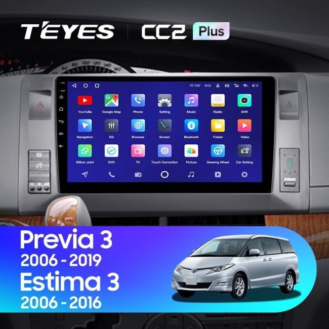 Штатная магнитола Teyes CC2L Plus 1/16 Toyota Previa, Estima AHR20 XR50 (2006-2019) левый руль