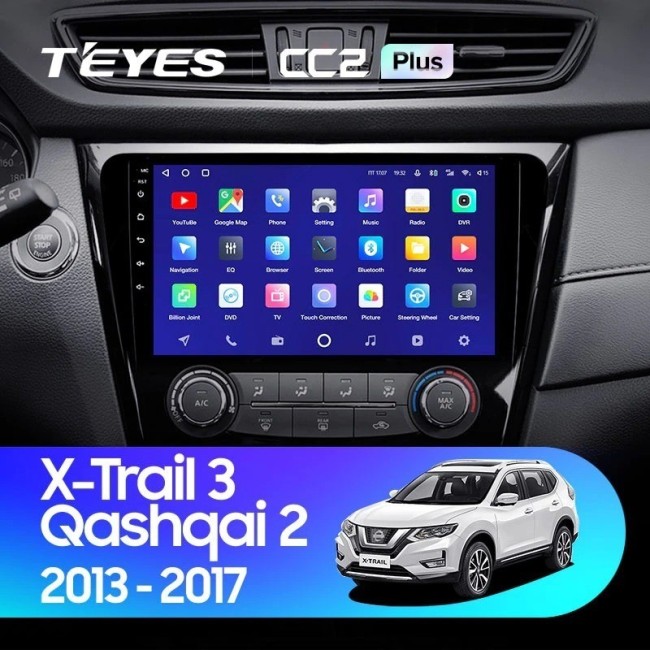 Штатная магнитола Teyes CC2 Plus 4/64 Nissan X-Trail T32 (2013-2017) F1 кондиционер Тип-C