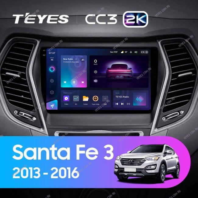 Штатная магнитола Teyes CC3 2K 3/32 Hyundai Santa Fe 3 (2013-2016) Тип-A