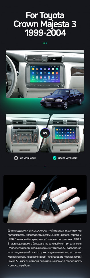 Штатная магнитола Teyes SPRO Plus 6/128 Toyota Crown Majesta 3 S170 (1999-2004)