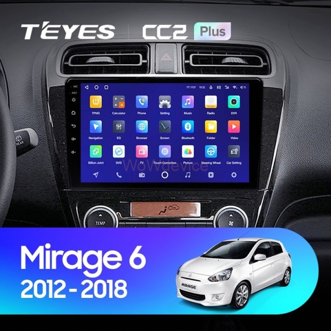 Штатная магнитола Teyes CC2 Plus 6/128 Mitsubishi Mirage 6 (2012-2018)
