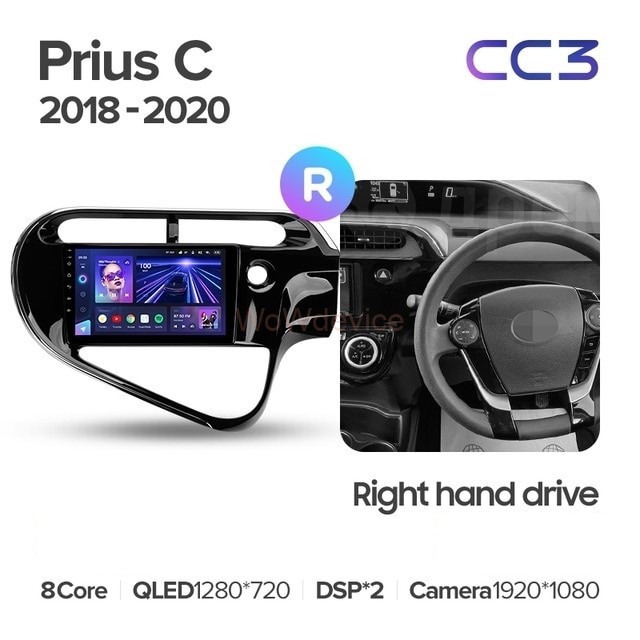 Штатная магнитола Teyes CC3 360 6/128 Toyota Prius C (2018-2020) Правый руль