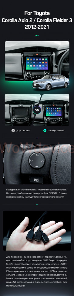 Штатная магнитола Teyes SPRO Plus 6/128 Toyota Corolla Axio 2 E160 (2012-2021)