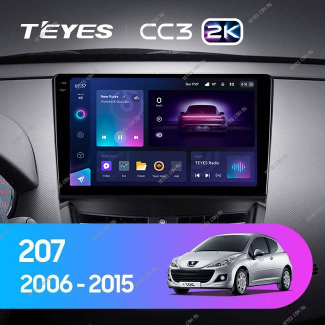 Штатная магнитола Teyes CC3 2K 6/128 Peugeot 207 (2006-2015)