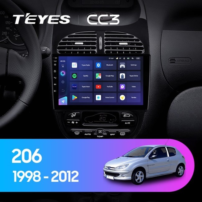 Штатная магнитола Teyes CC3 3/32 Peugeot 206 (1998-2012)