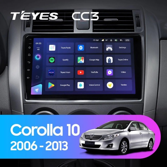 Штатная магнитола Teyes CC3 6/128 Toyota Corolla 10 E140 E150 (2006-2013) Тип-A