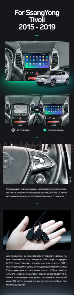 Штатная магнитола Teyes SPRO Plus 4/64 SsangYong Tivoli 2015-2019