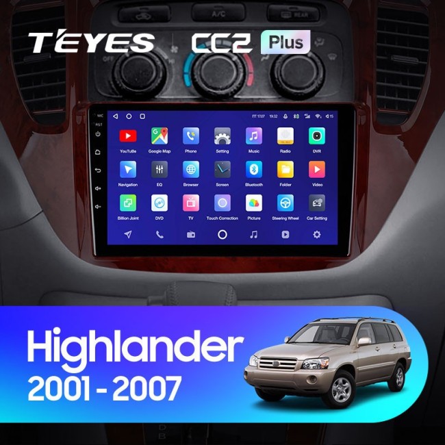 Штатная магнитола Teyes CC2 Plus 6/128 Toyota Highlander 1 XU20 (2001-2007)