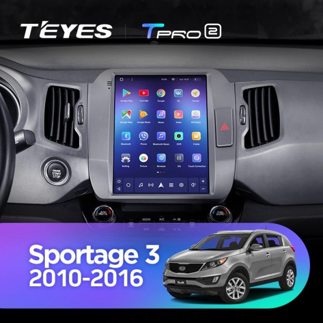 Штатная магнитола Tesla style Teyes TPRO 2 3/32 Kia Sportage 3 SL 2010-2016 Тип-АВ