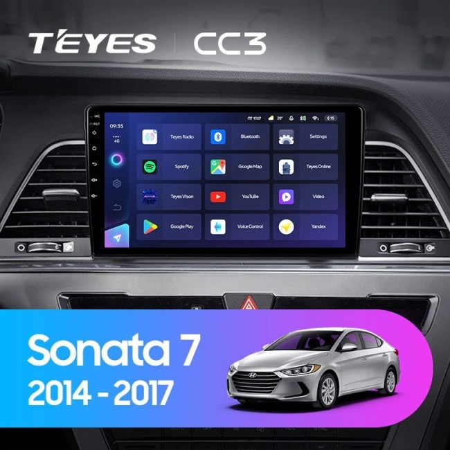 Штатная магнитола Teyes CC3 6/128 Hyundai Sonata 7 LF (2014-2017) Тип-A