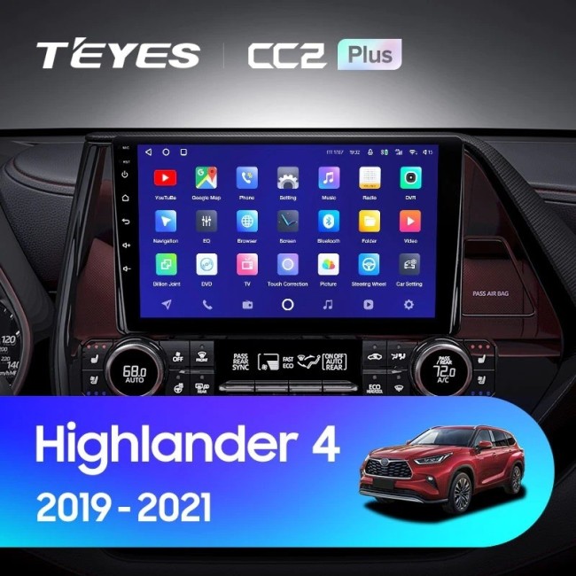Штатная магнитола Teyes CC2 Plus 4/64 Toyota Highlander 4 XU70 (2019-2021)