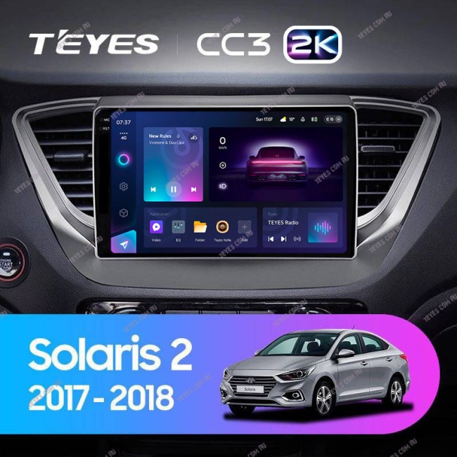 Штатная магнитола Teyes CC3 2K 3/32 Hyundai Solaris 2 (2017-2018) Тип-A
