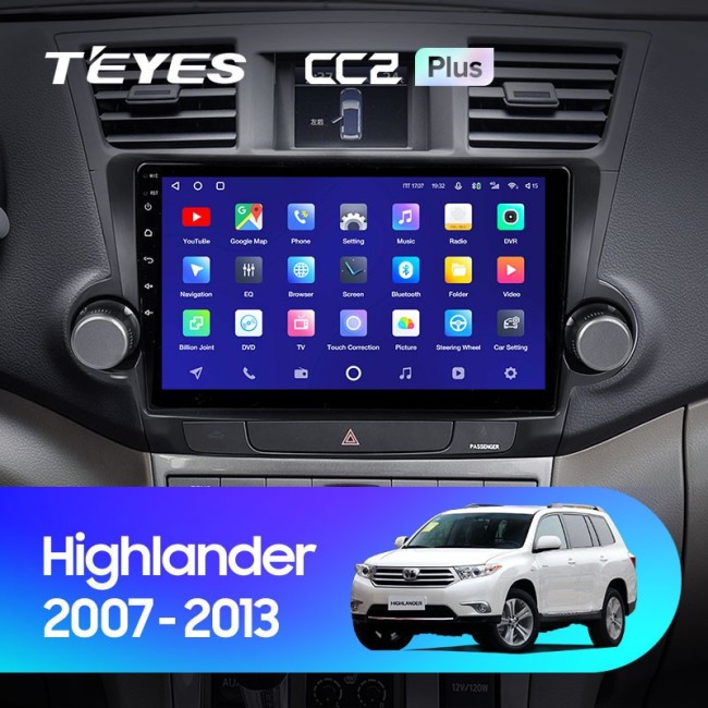 Штатная магнитола Teyes CC2 Plus 6/128 Toyota Highlander 2 XU40 (2007-2013) 10" диагональ Тип-A
