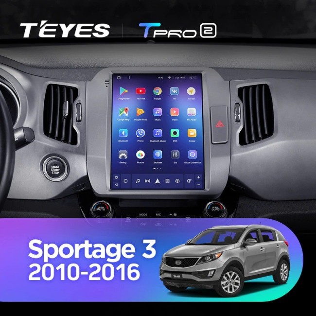 Штатная магнитола Tesla style Teyes TPRO 2 3/32 Kia Sportage 3 SL 2010-2016 Тип-С