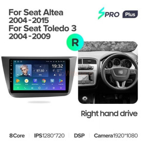 Штатная магнитола Teyes SPRO Plus 4/32 Seat Toledo 5P 3 (2004-2009) Правый руль
