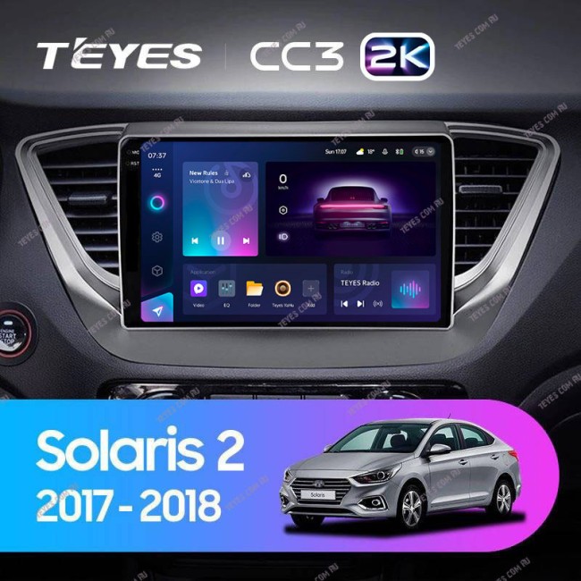 Штатная магнитола Teyes CC3 2K 3/32 Hyundai Solaris 2 (2017-2018) Тип-B