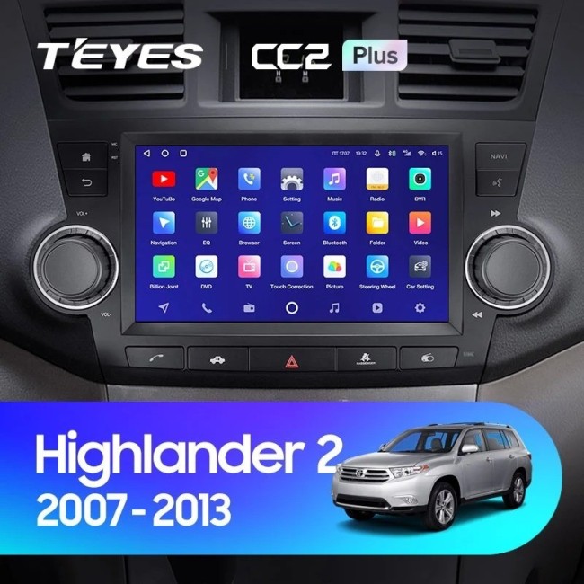 Штатная магнитола Teyes CC2 Plus 6/128 Toyota Highlander 2 XU40 (2007-2013) 9"диагональ
