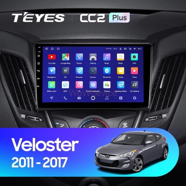 Штатная магнитола Teyes CC2L Plus 1/16 Hyundai Veloster FS (2011-2017) Тип-А