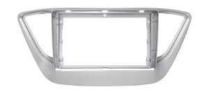 Рамка магнитолы 9.0" (цв.Серебро) для HYUNDAI Solaris, Verna 2017-2020; Accent 2017+