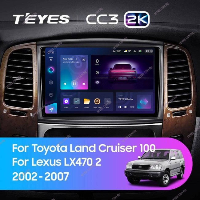 Штатная магнитола Teyes CC3 2K 4/64 Toyota Land Cruiser LC 100 (2002-2007) Тип-С