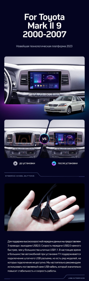 Штатная магнитола Teyes CC3 360 6/128 Toyota Mark II 9 X110 (2000-2007) F2