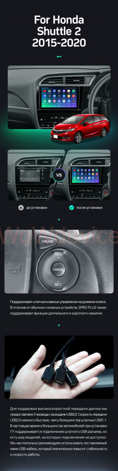 Штатная магнитола Teyes SPRO Plus 6/128 Honda Shuttle 2 (2015-2020) Правый руль