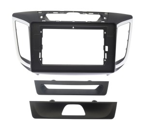 Рамка магнитолы 10.2" (цв.Черный и Серебристый) для HYUNDAI Creta 2015+; iX-25 2014+