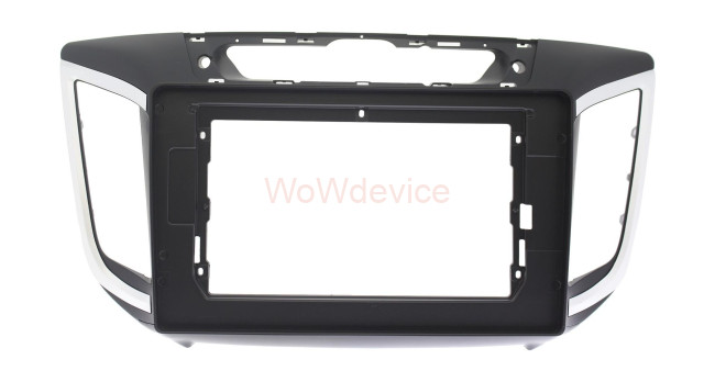 Рамка магнитолы 10.2" (цв.Черный и Серебристый) для HYUNDAI Creta 2015+; iX-25 2014+