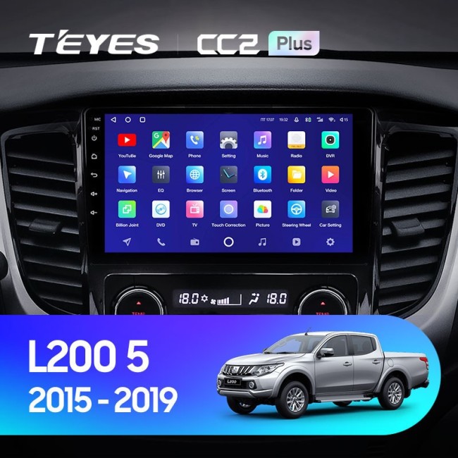 Штатная магнитола Teyes CC2 Plus 4/64 Mitsubishi L200 5 (2015-2019) климат контроль F2