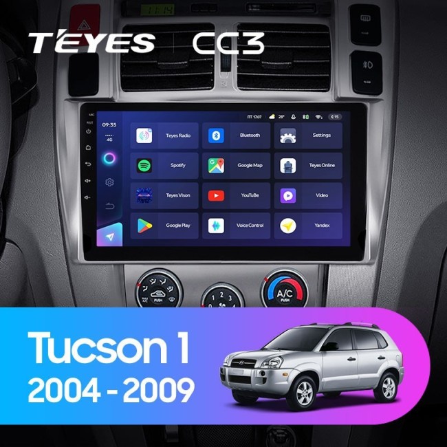 Штатная магнитола Teyes CC3 6/128 Hyundai Tucson 1 (2004-2009)