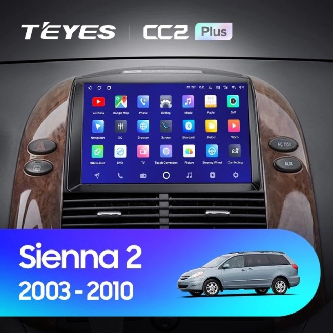 Штатная магнитола Teyes CC2 Plus 4/64 Toyota Sienna 2 II XL20 (2003-2010)