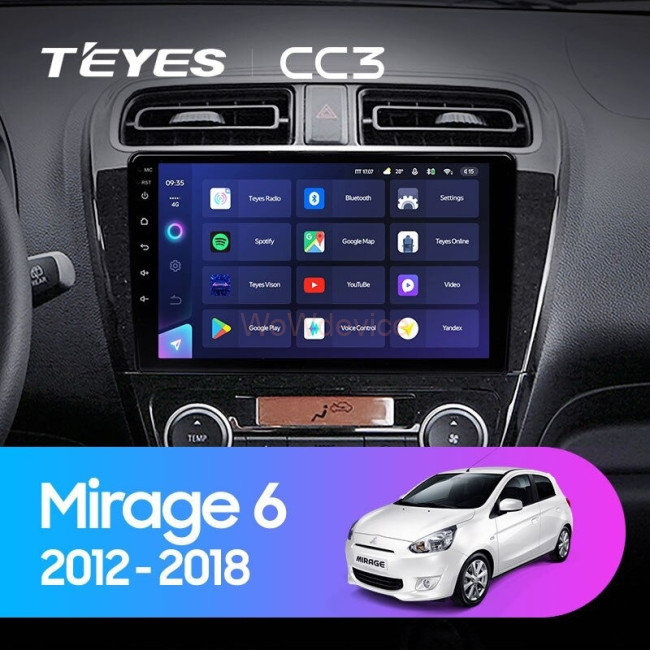 Штатная магнитола Teyes CC3L 4/32 Mitsubishi Mirage 6 (2012-2018)
