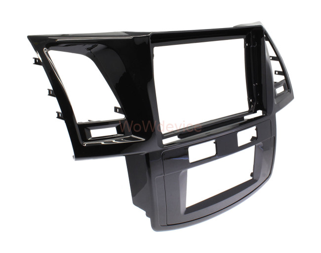 Рамка магнитолы 9.0" (цв.Глянцевый Черный) для TOYOTA Hilux, Fortuner 2005-2008 Климат