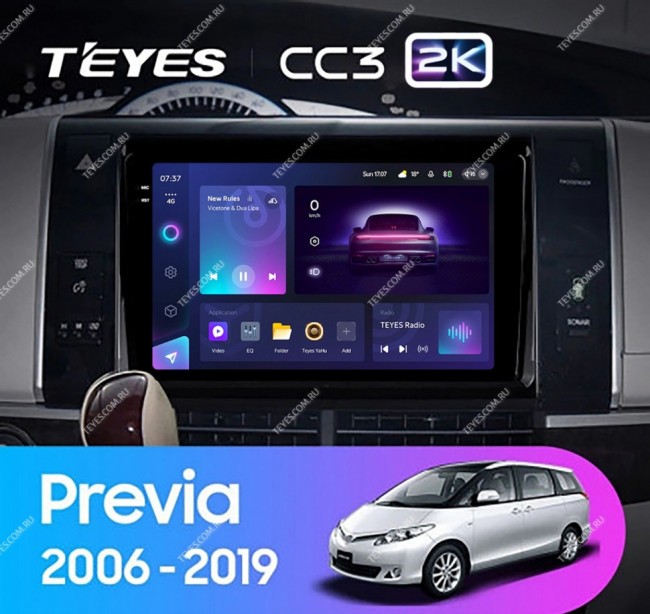 Штатная магнитола Teyes CC3 2K 4/64 Toyota Previa XR50 (2006-2019)