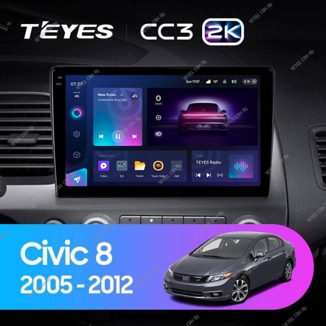 Штатная магнитола Teyes CC3 2K 4/64 Honda Civic Hatchback (2006-2012)