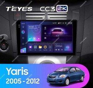 Штатная магнитола Teyes CC3 2K 360 6/128 Toyota Yaris XP90 (2005-2012)