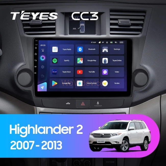 Штатная магнитола Teyes CC3 6/128 Toyota Highlander 2 XU40 (2007-2013) 10" Тип-B