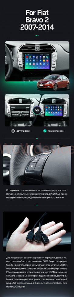 Штатная магнитола Teyes SPRO Plus 4/64 Fiat Bravo 198 (2007-2014)