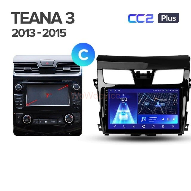 Штатная магнитола Teyes CC2 Plus 3/32 Nissan Teana J33 (2013-2015) Тип-C