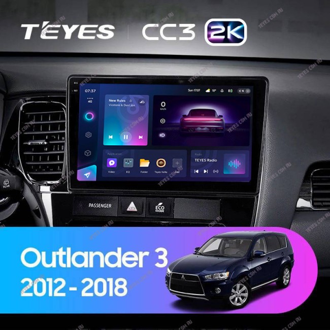 Штатная магнитола Teyes CC3 2K 4/64 Mitsubishi Outlander 3 (2012-2018) Тип-A