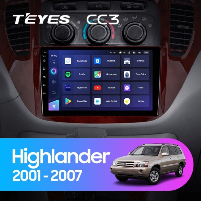 Штатная магнитола Teyes CC3 6/128 Toyota Highlander 1 XU20 (2001-2007)