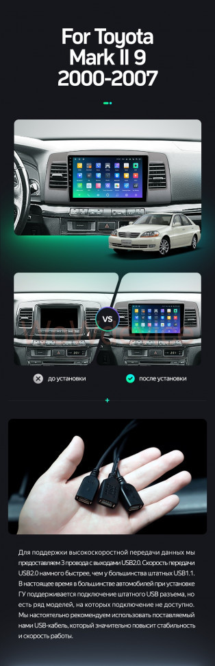 Штатная магнитола Teyes SPRO Plus 6/128 Toyota Mark II 9 X110 (2000-2007) F2