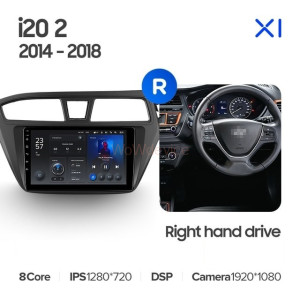 Штатная магнитола Teyes X1 4G 2/32 Hyundai i20 2 GB (2014-2018) Правый руль