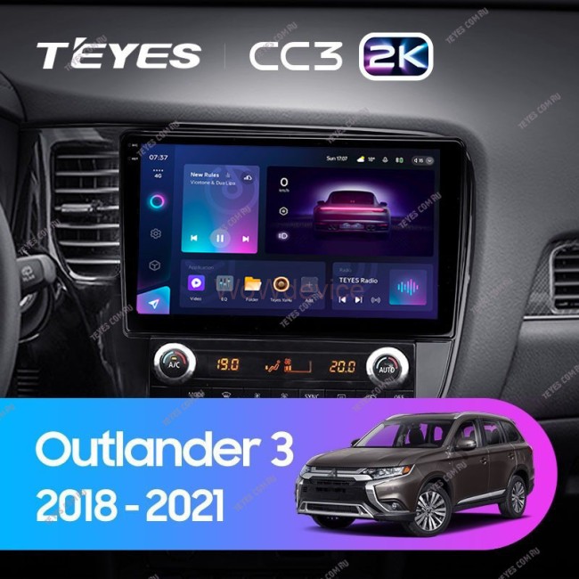 Штатная магнитола Teyes CC3 2K 4/64 Mitsubishi Outlander 3 (2018-2021) Тип-А