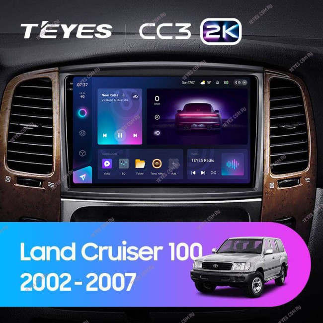 Штатная магнитола Teyes CC3 2K 4/64 Toyota Land Cruiser LC 100 (2002-2007) Тип-A