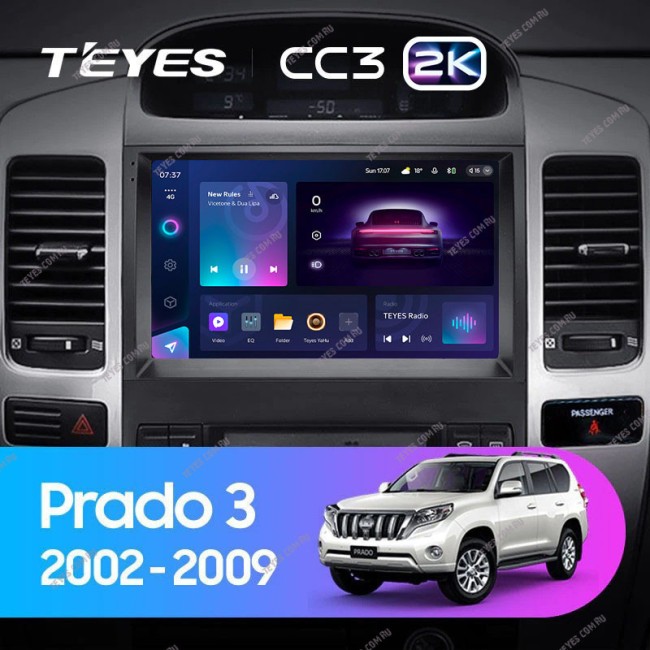 Штатная магнитола Teyes CC3 2K 4/64 Toyota Land Cruiser Prado 120 (2002-2009)