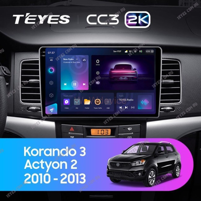 Штатная магнитола Teyes CC3 2K 360 6/128 Ssang Yong Actyon (2010-2013)