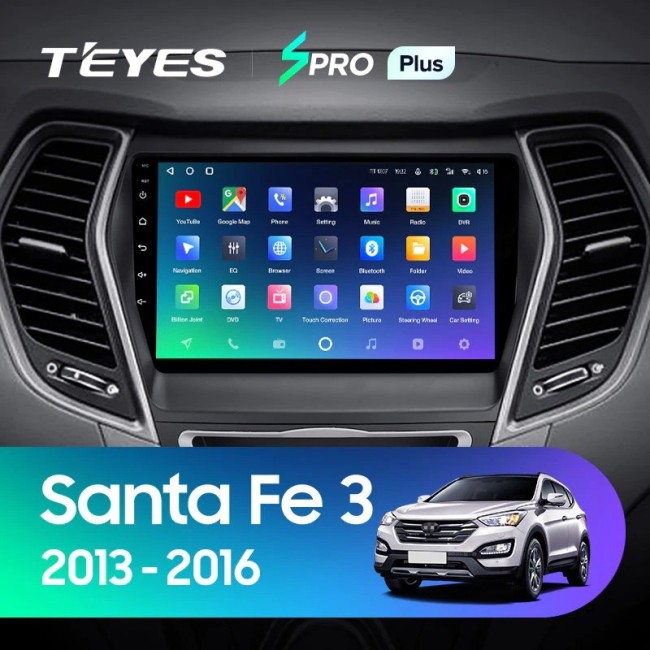 Штатная магнитола Teyes SPRO Plus 6/128 Hyundai Santa Fe 3 (2013-2016) Тип-A