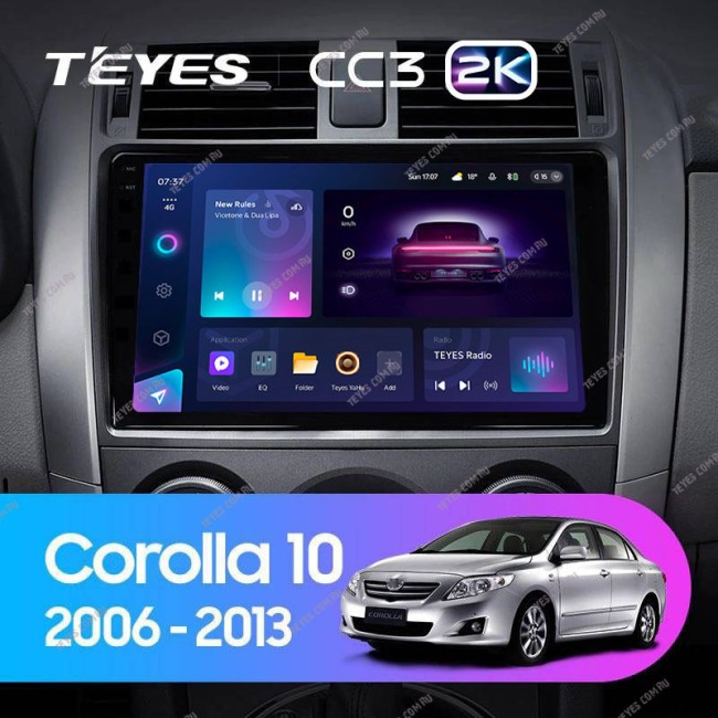 Штатная магнитола Teyes CC3 2K 6/128 Toyota Corolla 10 E140 E150 (2006-2013) Тип-A